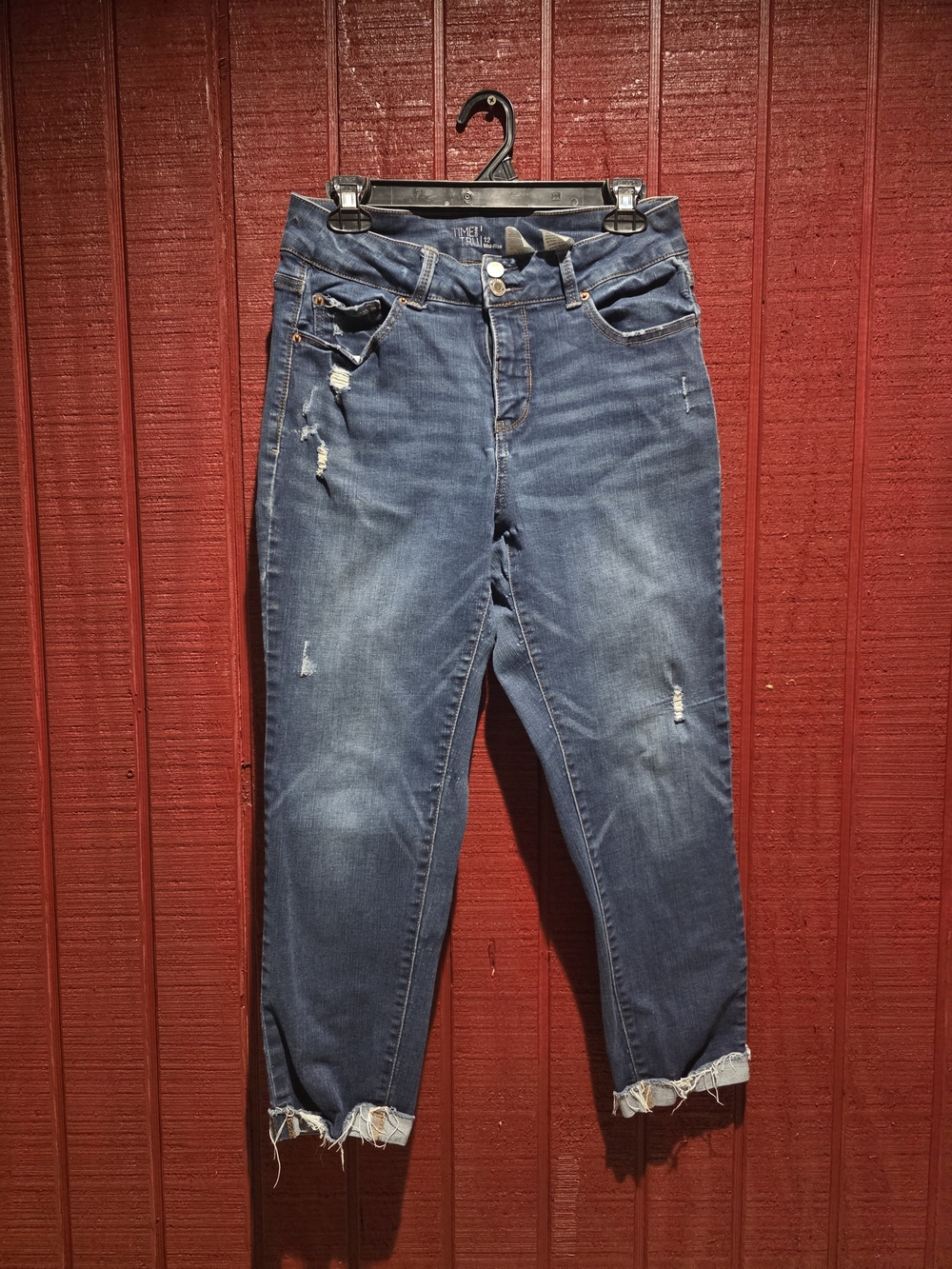 Time and Tru Distressed Ankle Jeans - Dark Blue